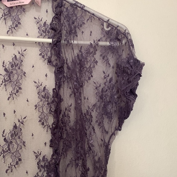 Romantic Purple Lace Kimono Top La Vie en Rose (Size M) - Picture 2 of 7